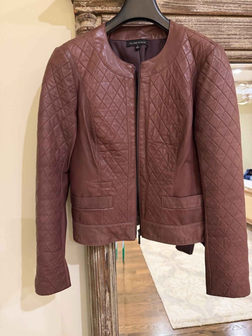 Quilted Leather Jacket - burgundy Brown